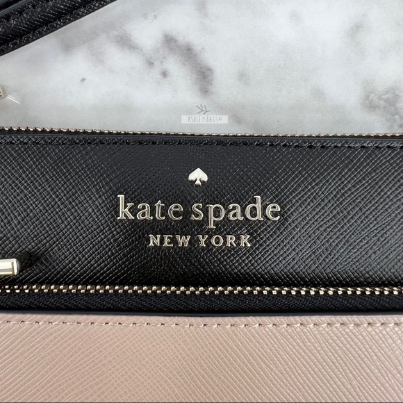 Kate Spade Staci Colorblock Leather Medium Wristlet Wallet In Warm Biege - Picture 2 of 8